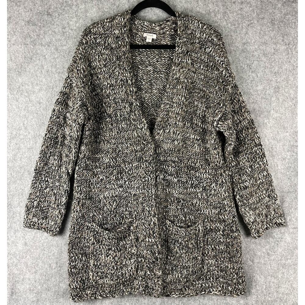 J Jill Pure Jill Long Cardigan Sweater Womens Large Gray Chunky Knit Wool Alpaca